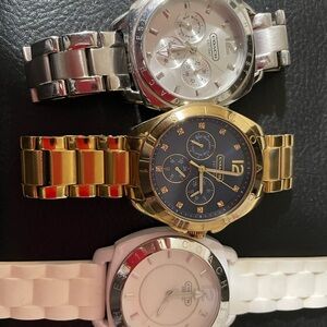 Coach - Three Coach watches - Silver, Gold, and White